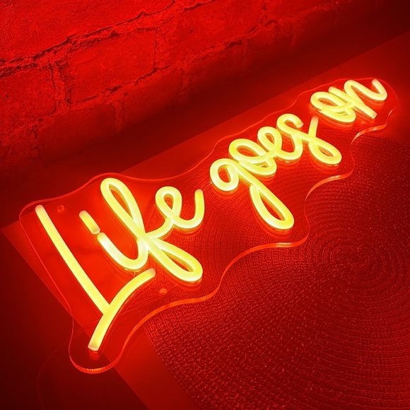 Orange Neon “Life goes on” Light Indoor Wall Decor - Picture 4 of 5